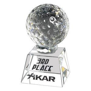 Trophy Award - Crystal Golf Ball on crsytal base