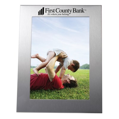 Photo Frame - Brushed Aluminum Picture Frame for 5"x7" Photo or Insert