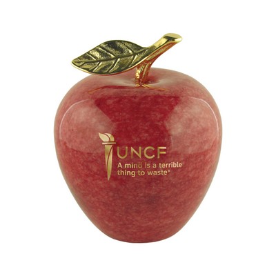 Genuine Marble Apple Paperweight with Gold Leaf