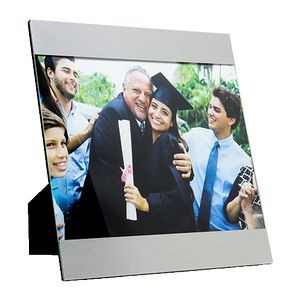 Brushed Aluminum Photo Frame; holds 10" x 8" photo / Insert