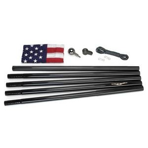 18' Steel 5 Section Black Pole W/ Us Flag