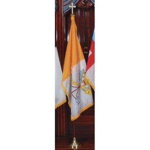 Deluxe Crown™ Papal/ Vatican Flag Presentation Set With Oak Flagpole