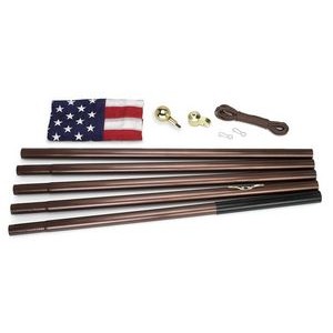 18' Steel 5 Section Bronze Pole W/ Us Flag