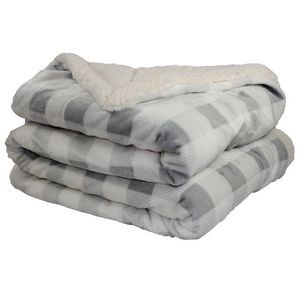 Sherpa Blanket - Gray and Ivory Plaid
