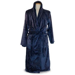 Navy Blue Plush Micro Fleece Robe