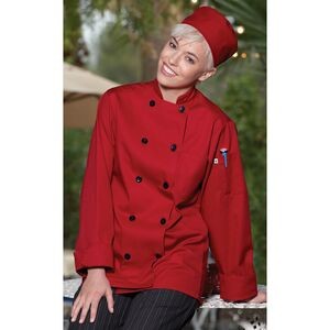 Red Full Sleeve Black Button Chef Coat
