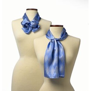 Royal Blue Argyle Silk Scarf (8"x45")
