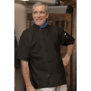 Black 1/2 Sleeve Pearl Button Chef Coat