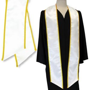 White Graduation Sash with Gold Binded Edge