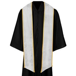 Light Gray Graduation Stole With Gold Binding