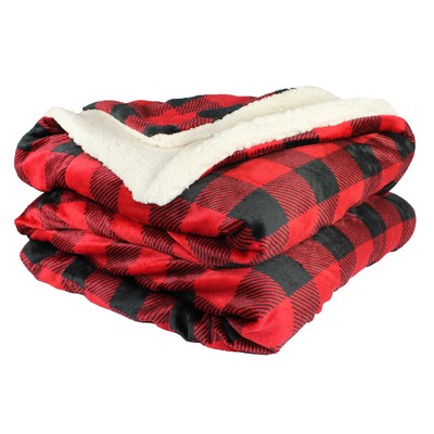 Sherpa Blanket - Red and Black Plaid