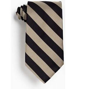 School Stripes Tie - Black/Khaki Beige