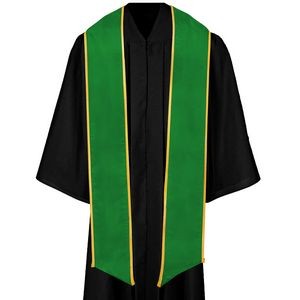 Kelly Green Graduation Stole With Gold Binding