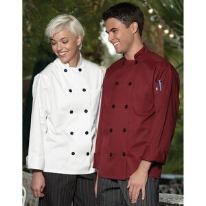 Maroon Full Sleeve Black Button Chef Coat
