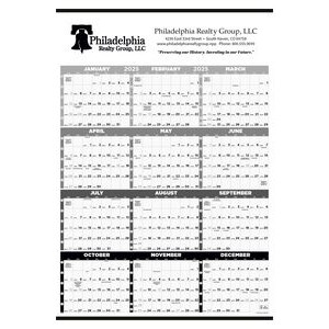Black & White Time Management Span-A-Year Non-Laminated
