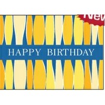 Blue Happy Birthday w/ Yellow Candles Everyday Greeting Card (5"x7")