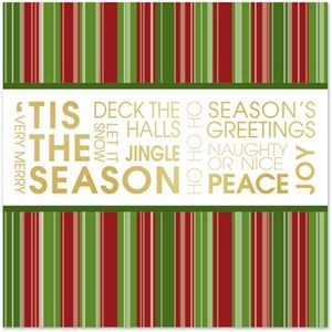 Classic-Green & Gold Stripes Holiday Greeting Card