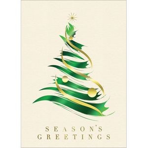 Brush Stroke Tree Holiday Greeting Card - Premium