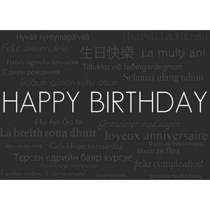 Horizontal Black Happy Birthday Everyday Greeting Card (5"x7")