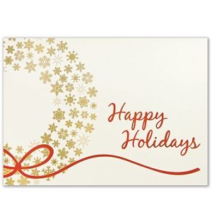 Premium-Gold Snowflakes Wreath Holiday Greeting Card