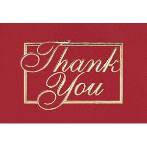 Red & Gold Thank You Everyday Business Note Card (3 1/2"x5")