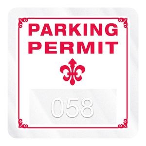 Inside Parking Permit | Square | 1 3/4" x 1 3/4" | Clear Adhesive | Numbered