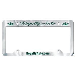 License Frame | 6 3/8" x 12 3/8" | Large Top Panel | 4 Holes | Chrome Faced