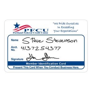 Membership Card | 2 1/8" x 3 3/8" | .020" White Durable Plastic