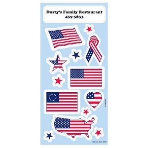 Children's Patriotic Stickers | 3 1/4" x 7" Sheet | Flags