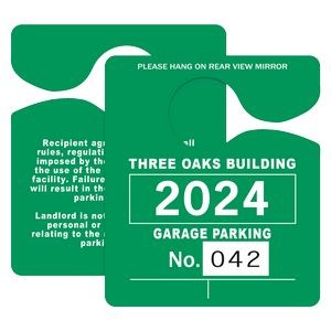 Hanging Parking Permit | Rectangle | 3" x 3 1/2" | .010" White Plastic | Numbered