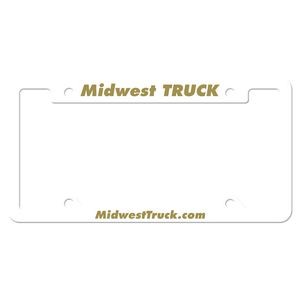 License Frame | 6 3/8" x 12 3/8" | Notched Top Panel | 4 Holes | White