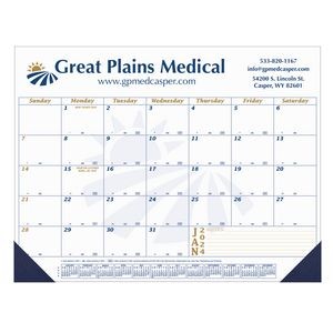 12 Month Desk Calendar | 22" x 17" | 1 Imprint Area | Blue & Gold Calendar Colors