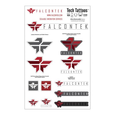 Tech Tattoo™ | Custom Shapes | 7" x 11" Sheet | White Vinyl
