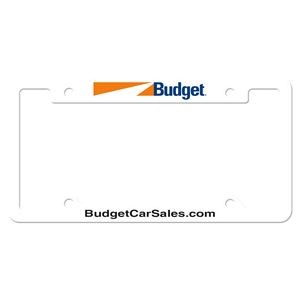 License Frame | 6 3/8" x 12 3/8" | Notched Top Panel | 4 Holes | White | Full Color