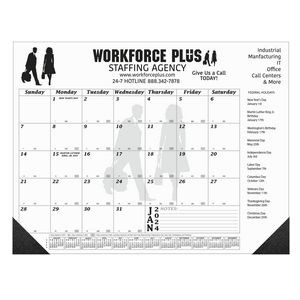 12 Month Desk Calendar | 22" x 17" | 2 Imprint Areas | Black Calendar Color
