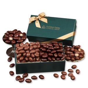 Milk & Dark Chocolate Almonds in Green Gift Box