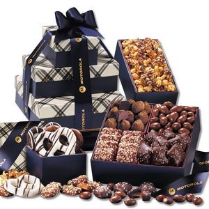 Navy Plaid Tower of Sweets
