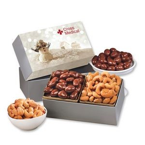 Snowman Gift Box w/Chocolate Covered Almonds & Fancy Cashews