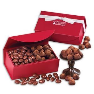 Milk Chocolate Almonds & Cocoa Dusted Truffles in Red Magnetic Closure Box