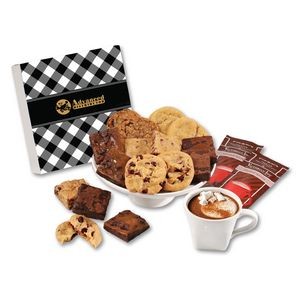 Black Plaid Gift Box w/Gourmet Cookie & Brownie