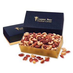 Navy & Gold Gift Box w/Deluxe Mixed Nuts
