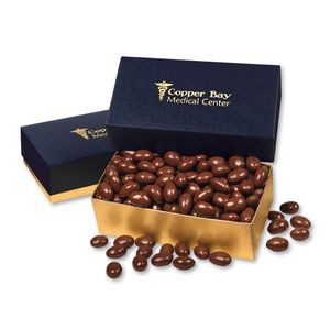 Navy & Gold Gift Box w/Chocolate Covered Almonds