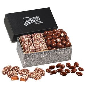 Black & Silver Gift Box w/Chocolate Almonds & Toffee