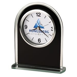 Howard Miller Ebony Luster glass arched tabletop clock (Full Color Dial)