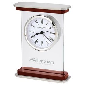 Howard Miller Mayfield glass, wood and metal tabletop clock