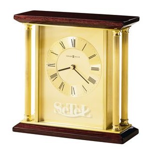 Howard Miller Carlton Brass Finish & Rosewood Tabletop Clock