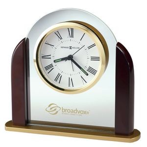 Howard Miller Derrick Glass Arch Alarm Clock w/ Rosewood Sides