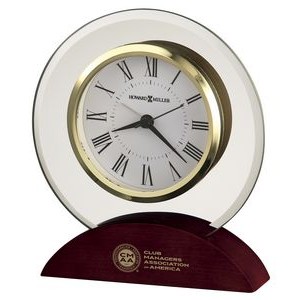 Howard Miller Dana Round Beveled Glass Clock w/ Rosewood Base