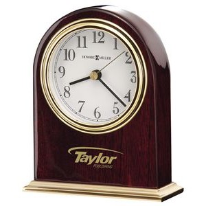 Howard Miller Monroe Gloss Rosewood Arch Clock w/ Brass Finish Base
