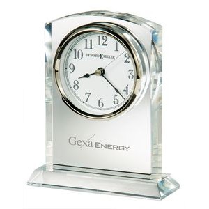 Howard Miller Flaire Arched Crystal Award Clock w/ Silver Bezel